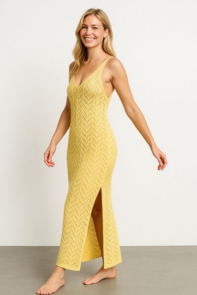Butik Maxi Boy Agraf Detailed Openwork/Hollowed Summer Dress Ss25El0003