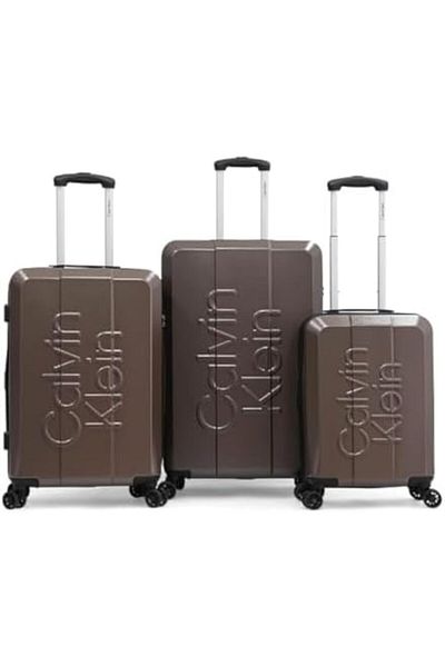 Calvin Klein Overlay Luggage Lightweight Spinner Suitcase with TSA Lock (Shadow, Set of 3)