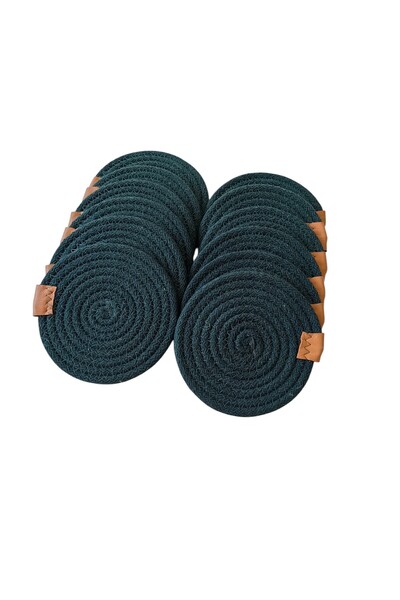 HHKARTS كوب من الجوت، لون أخضر داكن، 13 سم، 12 قطعة