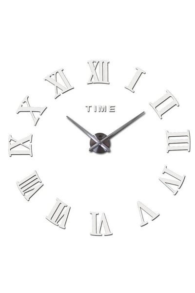 wayfair Timelike 3D wall clock, metal/plastic, silver, 80 cm