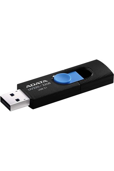 Adata Stick USB UV320, 32GB, USB 3.1, Design glisant, Negru/Albastru