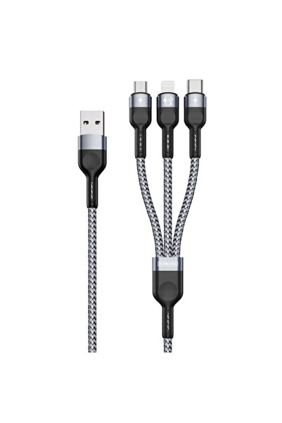 Bibilel Cablu de încărcare/transfer de date 3 în 1 USB la Lightning, USB-C, M...