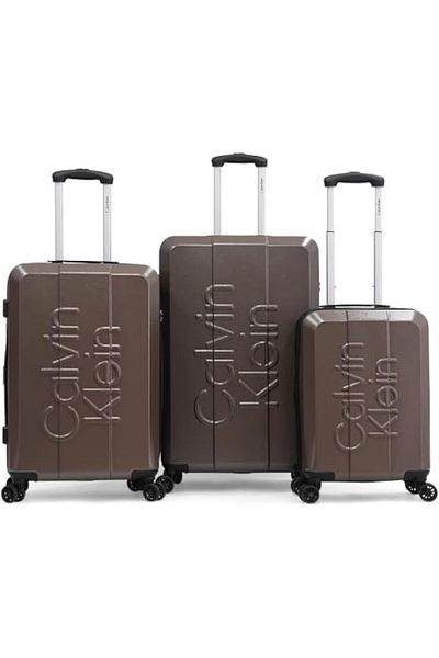 Calvin Klein Overlay Luggage Lightweight Spinner Suitcase with TSA Lock (Shadow, Set of 3)