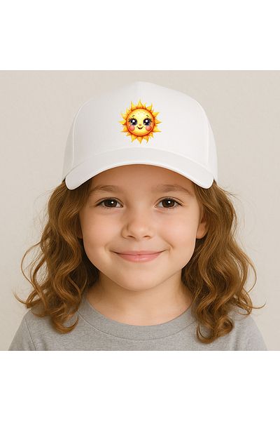 sielta Sun Printed White Girl's Sports Hat Cap