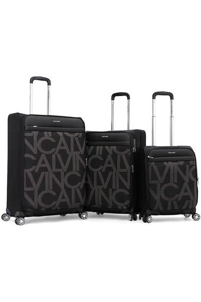 Calvin Klein Gabriana Luggage Sets 3 Piece Lightweight Spinner Suitcase with TSA Lock (BLACK, Set of