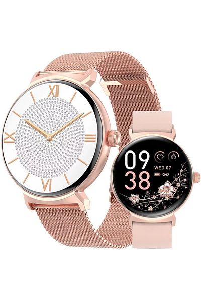 Smart Vibe DT™ WATCH4 PRO - AMOLED Smartwatch Always ON Display, Apel Bluetooth, 24/7 Fitness Tracker, Gold