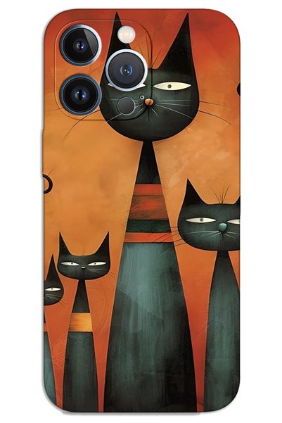 MRCİLETİSİM غطاء خلفي مطبوع بنمط HD لهاتف iPhone 13 Pro Max - Art Cat