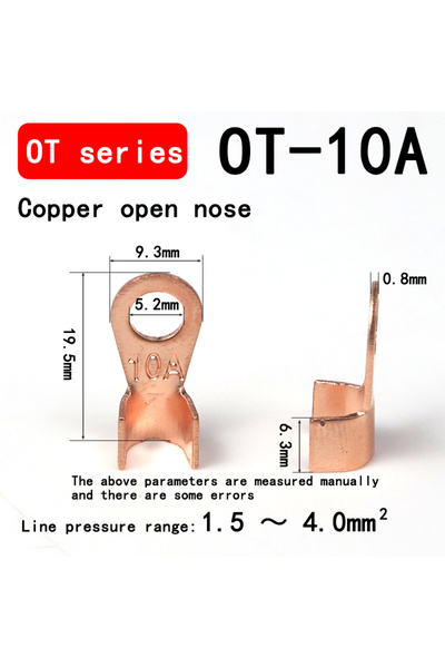 Choice4 10pcs 10A 10/50PCS Copper OT Terminal Non-Insulated Wire Connector Ba...