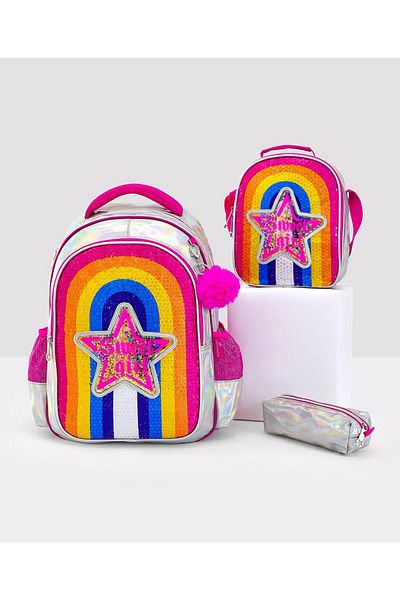 Fab N Funky Kids Backpack Set, Backpack with Lunch Bag & Pouch, Multicolor, 3 Pieces - 17 Inches