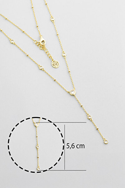 So CHIC... So CHIC... Zirkonu Taşlı 18 Ayar Sarı Altın Kaplama 45 Cm Gümüş Y Kolye
