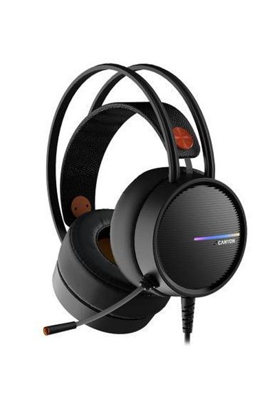 CANYON Gaming Headset Interceptor GH-8A, Stereo, USB, 3.5mm Jack, RGB Lighting (Black/Orange)