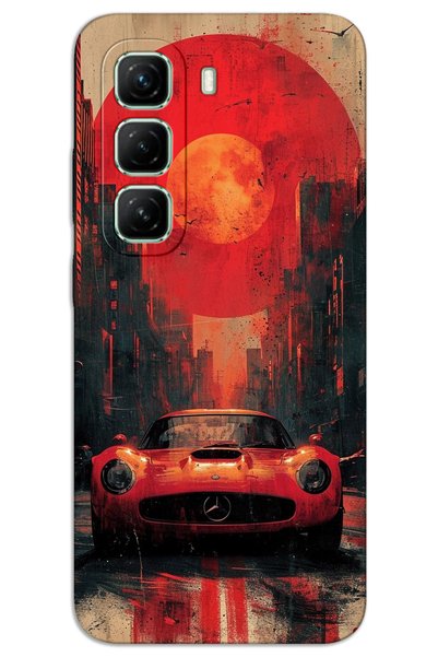 MRCİLETİSİM حافظة Infinix Hot 50 5G ذات غطاء خلفي مطبوع بنمط HD - مرسيدس حمراء