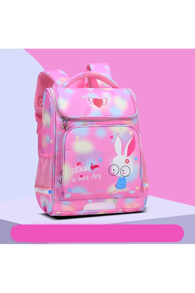 Bonfino School Bag Girl Themed, Padded Straps, Mesh Back, Bottle Holder, 6 Years+, Pink - 16 Inches