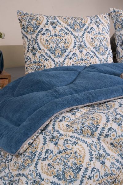 Sudemhome Double-Sided Luxury Welsoft Elite Quilt Soft Fleece Quilt and Pillowcase Aksu Indigo