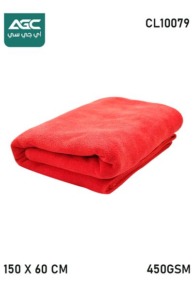 AGC CL10079 Microfiber Cleaning Towel 150x60cm, 450GSM, Super Absorbent, Machine Washable Cloth Red