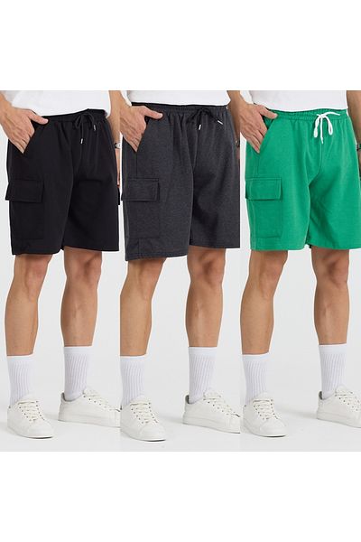 pandy Unisex 3-Piece Cargo Pocket Fit Shorts