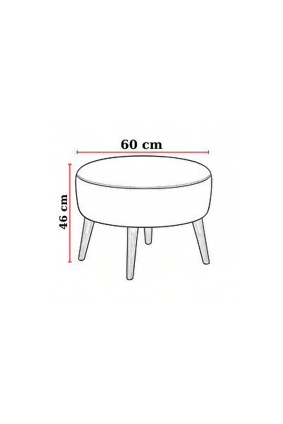 Azra Mobilya Acı Kahve Yuvarlak Deri Puf – 60 cm Çap, 46 cm Yükseklik, Modern Ceviz Ayaklı