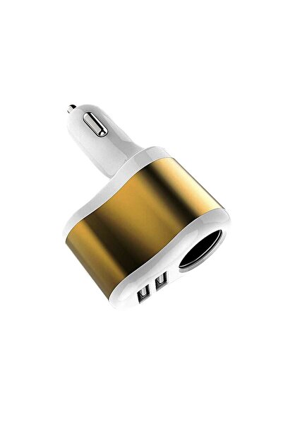 Bibilel Car charger, dual, 2xUSB, car socket, gold + Type-C data/charging cable (BBL026) white, BBL387