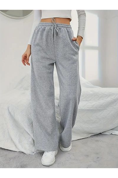 LOSSİA Women's Gray Baggy Plus Size Loose Cut Quality Stretchy Comfortable Fabric Sweatpantsiııııı Dfghdfhyus