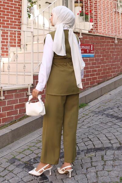 Missvalle Ζώνη Γιλέκο Παντελόνι Σετ Χακί 19250