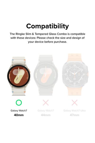 Ringke Samsung Galaxy Watch 7 40mm Case + Tempared Glass Sceen Protector [Combo] - Titanium Black