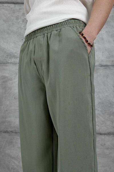 NOMARC Water Green Nmrc Modal Fabric Trousers