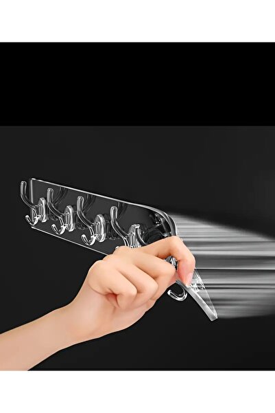Lunihome Kendinden Yapışkanlı Güçlü 5 Li Şeffaf Askılık-banyo-mutfak-kapı Arkası