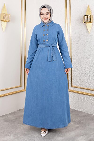 Missvalle Τζιν φόρεμα με λεπτομέρεια με κουμπιά ανοιχτό μπλε 19366