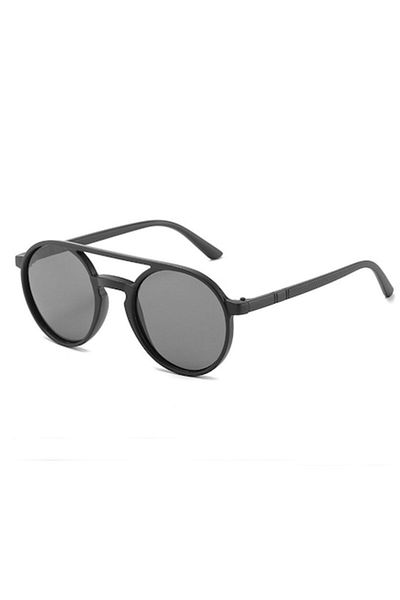 GERICOM Ochelari de soare pentru femei, formă rotundă, lentile polarizate, filtru UV, lentilă neagră, ramă neagră