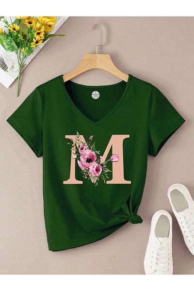 mercoledi V-Neck Printed Oversize T-Shirt Casual Boyfirend