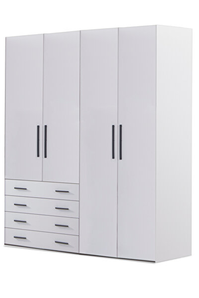 benim odam Diva 2 Kapaklı Beyaz Dolap 5 Raflı Çekmeceli Geniş Gardırop Elbise...