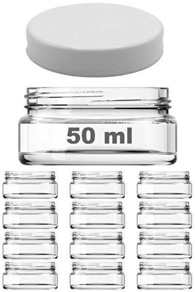 Afracam 50 ml Plastik Beyaz Kapaklı Kozmetik Kavanozu 50 Cc Şeffaf Cam Krem K...