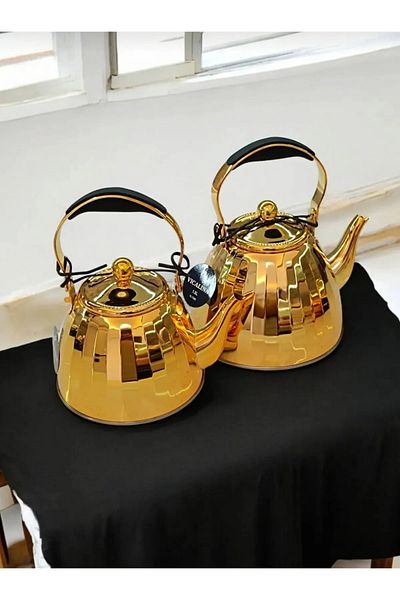 Vera Hediye Teapot Set 3 +2 Liters Stainless Steel Teapot & Stove Top Heater Imported