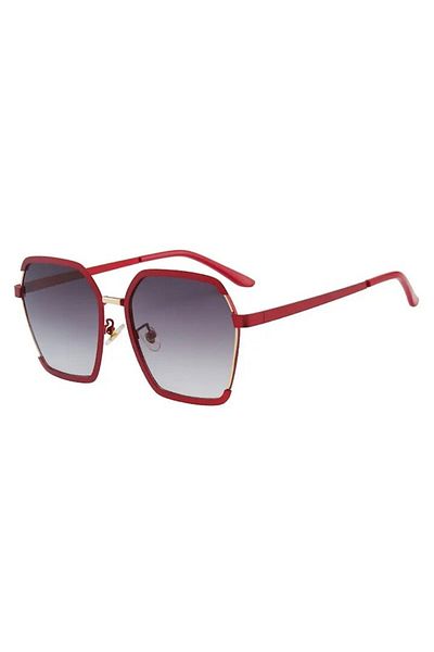 GERICOM Women's sunglasses, hexagonal shape, polarized, UV filter, gray lens, polycarbonate and metal,
