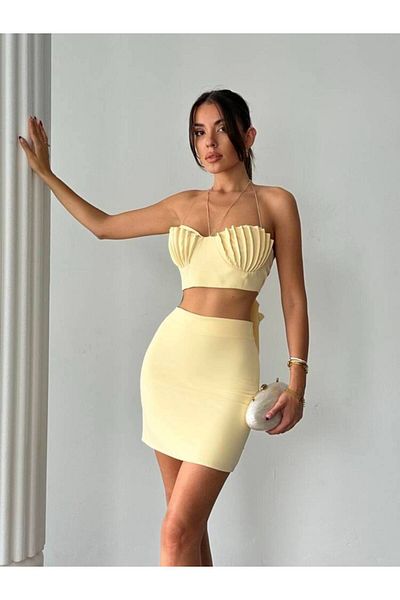 MAXMOOR Calendura Crop Skirt Suit 2227 - Yellow