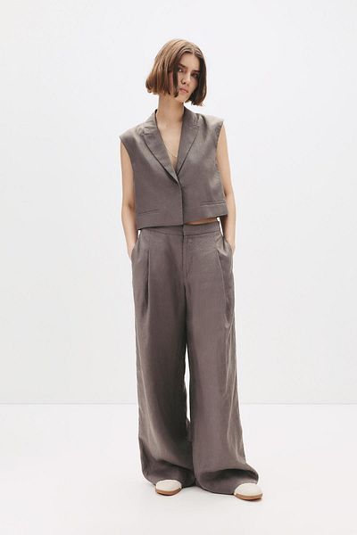 Pull & Bear 100% linen cropped waistcoat