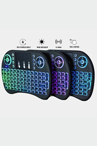 Wair Teknoloji Işıklı Kablosuz Mini Klavye Tv Televizyon Ps3 ps4 ps5 Uyumlu Dokunmatik Mouse