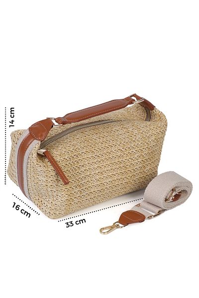 Alessia Bag Nell Straw Bag with Adjustable Strap
