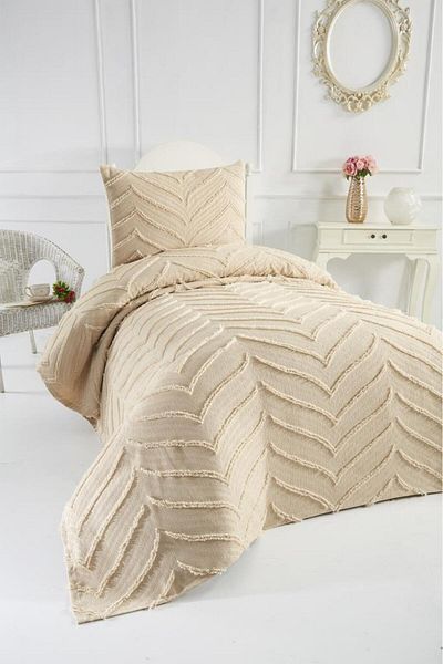 Çeyiz Diyarı Dowry Land Sementina 2 Piece Single Pique Set Beige