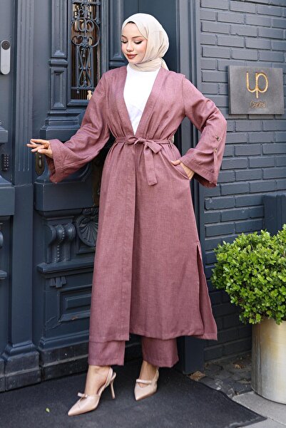 Missvalle Σετ κιμονό με λεπτομέρεια επωμίδας Dusty Rose 19253