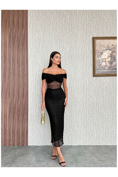 ESRAHELVACI Chest Knotted Lined Lace Dress