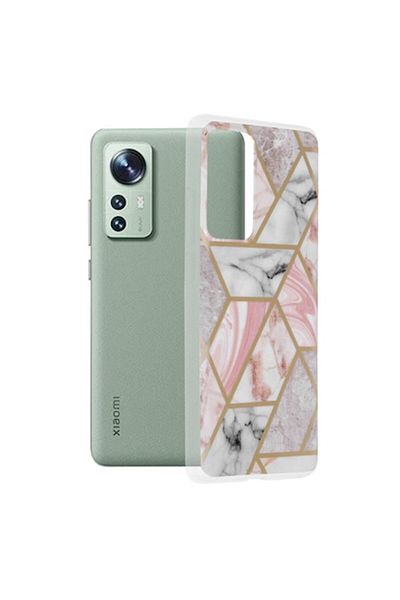 OEM Protective Case for Xiaomi 12/12X, Grip Pro, Marble Series, G3323, Thermoplastic, Pink Hex