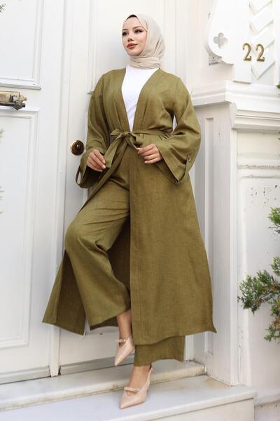 Missvalle Σετ κιμονό με λεπτομέρεια επωμίδας Χακί 19253