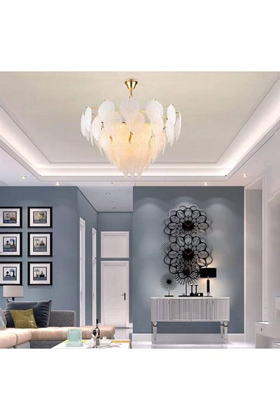 LUXXO Candelabru Radiance, 9xE14, decoruri sticla, 60x60x153cm