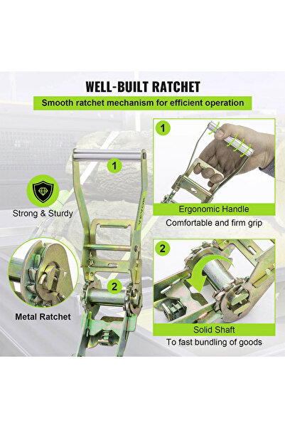 TOTAL 3 Ton Ratchet Tie Down Strap with J Hook and Metal Buckle 10 Meter Heavy Duty Strap THTRS3101