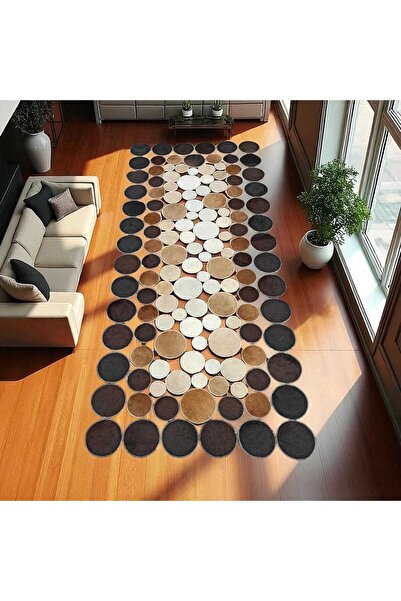 deco marié Gri Puantiye Desenli Dana Derisi Yolluk Halı, Modern Antre Halısı,...