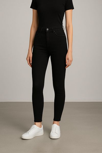 DELDNM Jhon Women's Black Super Skinny Fit Stretch Lycra Denim Jean Skinny Leg Jeans