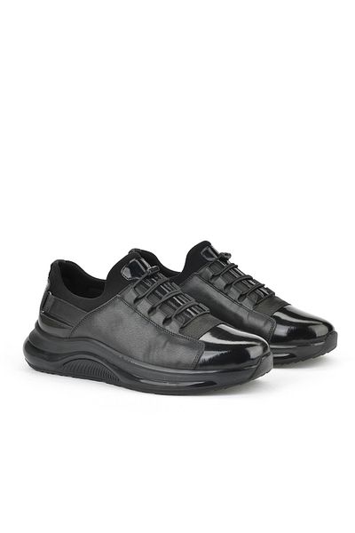 Ziya , Men's Genuine Leather Sneaker 153423Z704 Black