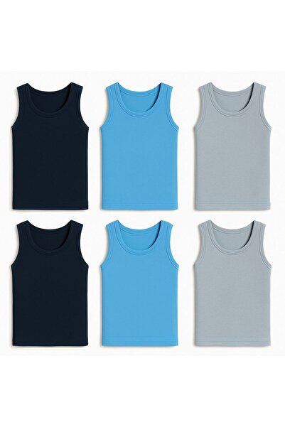 MAVİ QUMSAL Πολύχρωμο σετ 6 τεμαχίων από βαμβακερό άνετο ύφασμα για αγόρια, μ...