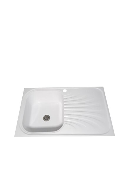 RAY Chiuvetă de bucătărie, compozit, alb optic lucios, 800 x 500 mm, adâncime cuvă 170 mm